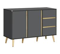 HOMCOM - Aparador bajo para guardar patas (2 puertas, 3 cajones, 120 x 40 x 80 cm), color gris