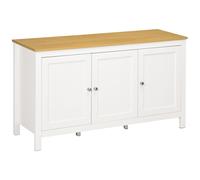 HOMCOM Aparador Blanco Moderno Salón 120x40x70 cm Armario Almacenamiento 3 Puertas Estantes Ajustables para Cocina Aosom España