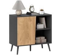 HOMCOM Aparador Buffet con Armario y Espacio de Almacenaje con Estantes Ajustables de 3 Niveles, Muebles Modernos con Patas de Madera de Pino, 80x39x76 cm, Gris Oscuro