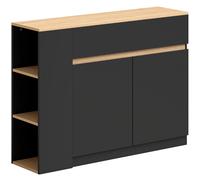 HOMCOM Aparador, buffet, gran compartimento, estante de 3 niveles, cajón, negro, 110 x 29,5 x 82 cm