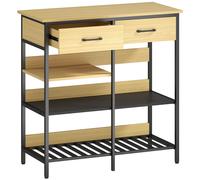 HOMCOM Aparador, Cómoda con 2 cajones, 3 estantes abiertos, mueble para cocina, salón 90 x 40 x 91 cm, Madera natural Aosom España