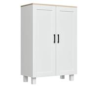 HOMCOM Aparador de 2 Puertas, Aparador de Salón Estrecho, Armario de Cocina con Estante Ajustable, para Cocina, Entrada, Dormitorio, 60x30x90 cm, Blanco