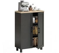 HOMCOM Aparador de 2 Puertas, Aparador de Salón Estrecho, Armario de Cocina con Estante Ajustable, para Cocina, Entrada, Dormitorio, 60x30x90 cm, Negro