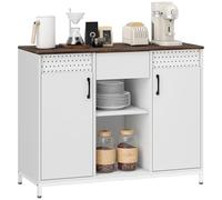 HOMCOM Aparador de 2 Puertas con Tablero Colgante, Aparador para Salón 100x40x80 cm, con Cajón, Compartimentos Abiertos, Estantes Ajustables, para Cocina, Entrada, Oficina, Blanco