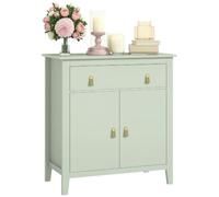 HOMCOM Aparador de 2 Puertas Moderno con Cajón 80x40x90 cm Verde Claro | Aparador de Salón, Estante Ajustable, Tiradores de PU, Mueble Auxiliar, para Comedor Pasillo
