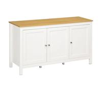 HOMCOM Aparador de 3 Puertas, Aparador de Salón con Estantes Ajustables, para Cocina, Entrada, Comedor, Dormitorio, Blanco, 120x40x70 cm
