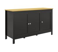HOMCOM Aparador de 3 Puertas, Aparador de Salón con Estantes Ajustables, para Cocina, Entrada, Comedor, Dormitorio, Negro, 120x40x70 cm