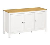 HOMCOM Aparador de 3 Puertas, Aparador de Salón con Estantes Ajustables, para Cocina, Entrada, Comedor, Dormitorio, Blanco, 120x40x70 cm