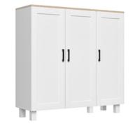 HOMCOM Aparador Estrecho de 3 Puertas, Aparador de Salón con Estantes Ajustables, para Cocina, Entrada, Comedor, Dormitorio, Negro, 90x30x90 cm, Blanco