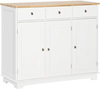 HOMCOM Aparador de Cocina Moderno con Cajones Mueble Auxiliar de Almacenaje Antivuelco 101x40x85 cm Blanco Aosom España