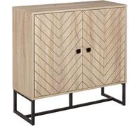 HOMCOM Aparador de Cocina Armario Buffet con 2 Puertas y Estantes Armario de Almacenaje para Comedor Salón Dormitorio Estilo Moderno 80x29,5x80 cm Madera Natural y Negro