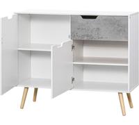 HOMCOM Aparador de Cocina Armario Buffet con 2 Puertas 1 Cajón Armario de Almacenaje para Salón Estudio Dormitorio Estilo Moderno 98x39x81,5 cm Blanco