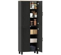 HOMCOM Aparador de cocina alta, mueble despensa con 4 puertas, 2 armarios, 5 estantes ajustables, mueble de cocina moderno para comedor salón, 60 x 30 x 170,5 cm, negro