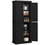 HOMCOM Aparador de Cocina Alto 184 cm, Mueble despensa con 4 Puertas con Cierre magnético, estantes Ajustables, Mueble de Cocina de 6 Niveles, para Comedor y salón, Negro