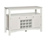 Homcom aparador de cocina aparador de comedor con 1 cajón 1 estante abierto 2 puertas y botellero para 12 botellas armario de almacenamiento para salón 116,5x40x82,5 cm blanco 40 cm