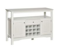 Homcom aparador de cocina aparador de comedor con 1 cajón 1 estante abierto 2 puertas y botellero para 12 botellas armario de almacenamiento para salón 116,5x40x82,5 cm blanco 40 cm