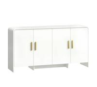 HOMCOM Aparador de Cocina, Armario de Cocina con 4 Estantes, 4 Puertas de Cierre Suave, Bordes Redondeados, Aparador para Comedor, Mueble para TV de 72 Pulgadas, 152x40x80 cm, Blanco