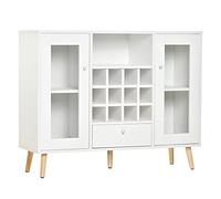 HOMCOM Aparador de Cocina Buffet Alacena con Botellero 100x33x80 cm Blanco
