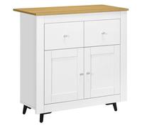 Homcom aparador de cocina buffet auxiliar de comedor moderno con puertas dobles y 2 cajones para salón entrada oficina 78x35x80 cm blanco