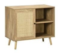 HOMCOM Aparador Mueble Auxiliar de Cocina con Puerta de Ratán y 2 Estantes de Almacenaje 80x39x70 cm Natural Estilo Boho Aosom España