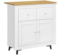 HOMCOM Aparador de Cocina Buffet Auxiliar de Comedor con Puertas Dobles y 2 Cajones para Salón Entrada 78x35x80 cm Blanco Aosom España