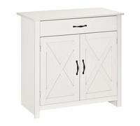 HOMCOM Aparador de Cocina Buffet para Salón con 1 Cajón 2 Puertas y Estante Interior Ajustable Mueble Auxiliar Decorativo para Comedor 80x39,7x80 cm Blanco Lavado