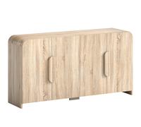HOMCOM Aparador de Cocina con 2 Armarios, Puertas Soft-Close y Estantes Regulables, 157x39x82 cm, Madera Natural Aosom España