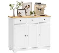 HOMCOM Aparador de Cocina con 3 Cajones 3 Puertas 101x40x85 cm Blanco
