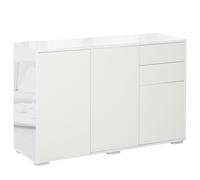 HOMCOM Aparador de Cocina con 3 Puertas 2 Cajones y Estante Interior Ajustable Mueble Auxiliar de Almacenaje 117x36x74 cm Blanco Aosom España