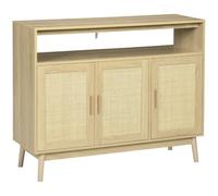 HOMCOM Aparador de Cocina con 3 Puertas de Ratán 120x40x97 cm Natural