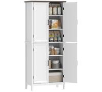 HOMCOM - Aparador de cocina con 6 niveles, armario de cocina, vaso, 4 puertas de espiga y 4 estantes ajustables, estilo rústico, mueble de almacenamiento para sala de estar, comedor, 76 x 40 x 178,5