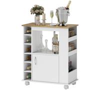 HOMCOM Aparador de Cocina con Ruedas para Microondas 75x39,5x88 cm Blanco | Buffet de Comedor, con Puerta, Compartimientos de Almacenamiento, Mueble Auxiliar, Estilo Moderno