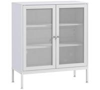 HOMCOM Aparador de Cocina de 3 Niveles Mueble Aparador con Puertas de Malla y Estante Ajustable Mueble de Cocina Moderno Bueffet para Salón Comedor 80x37x92 cm Blanco
