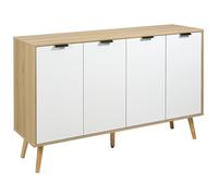 HOMCOM Aparador de Cocina Moderno Antivuelco 120x35x77,4 cm Blanco y Natural Natural White