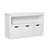 HOMCOM Aparador de Cocina Moderno Armario Auxiliar con 3 Cajones Extraíbles Estantes para Dormitorio Sala 102x33x61,5 cm Blanco Aosom España