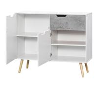HOMCOM Aparador de Cocina Moderno con 2 Puertas y 1 Cajón Patas Inclinadas 98x39x81,5cm Blanco y Gris Aosom España