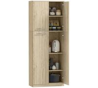 HOMCOM Aparador de cocina, módulo de despensa con 2 armarios, armario de cocina con estantes ajustables de MDF, para comedor, salón, sala de estar, 59x31x155 cm, roble