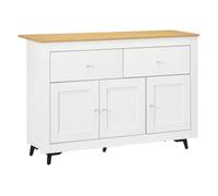 HOMCOM Aparador de Cocina con Cajones de Madera Estante Ajustable Blanco 117 cm Aosom España