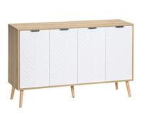 HOMCOM Aparador de Cocina Mueble Buffet Auxiliar con Estantes Ajustables Carga 50 kg 120x35x77,4 cm Blanco y Natural Aosom España