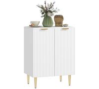 HOMCOM Aparador de Cocina, Mueble de almacenaje, con 2 Puertas, Estante Regulable, Patas de Metal elevadas, para Cocina, salón, 60 x 40 x 80 cm, Blanco
