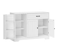 HOMCOM Aparador de cocina, mueble de almacenamiento con cajón, 3 puertas con cierre suave, racks en las puertas y estantes ajustables, blanco