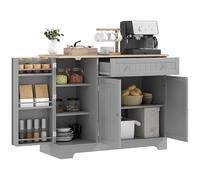 HOMCOM - Aparador de cocina, mueble de almacenamiento con estantes de puerta, 3 puertas, cajón y estante ajustable, estilo moderno, para comedor, salón, cocina, 105 x 40 x 83 cm, color gris