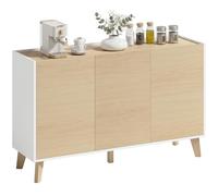 HOMCOM - Aparador de cocina, mueble de almacenamiento nórdico, 3 puertas de cierre suave, 6 compartimentos, mueble de TV para televisores de 50 pulgadas, para sala de estar y dormitorio, 120 x 35 x