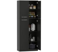 HOMCOM Aparador de Cocina, Mueble Despensa con 2 Armarios, Armario de Cocina con Estantes Ajustable MDF, para Comedor, Sala de Estar, Salón, 59x31x155 cm, Negro