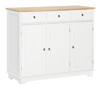 HOMCOM Aparador de Cocina con 3 Cajones 3 Puertas y Estantes Ajustables Mueble Auxiliar de Almacenaje para Comedor Salón Estilo Moderno Antivuelco 101x40x85 cm Blanco