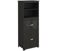HOMCOM Aparador de Comedor Armario de Cocina con 4 Puertas 2 Estantes Abiertos y Estante Ajustable para Salón 60x30x162cm Negro