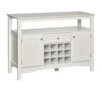 HOMCOM Aparador de Comedor con 1 Cajón 1 Estante Abierto 2 Puertas y Botellero para 12 Botellas 116,5x40x82,5 cm Blanco Aosom España