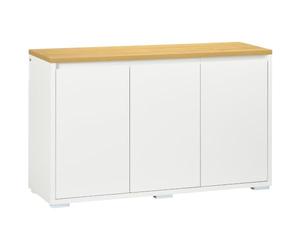 HOMCOM Aparador de Salón 3 Puertas Estante Ajustable 120x37x75 cm Blanco | Armario de Almacenamiento, Mueble Auxiliar de Cocina, para Comedor Entrada