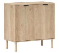 HOMCOM Aparador de Salón Aparador con Estante Ajustable 2 Puertas Sistema Anti-vuelco y Patas de Madera de Pino para Comedor Pasillo 78x40x77,5 cm Roble