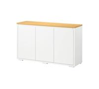 HOMCOM Aparador de Salón Armario de Almacenamiento Mueble Auxiliar de Cocina con 3 Puertas y Estantes Ajustables para Comedor Entrada 120x37x75 cm Blanco